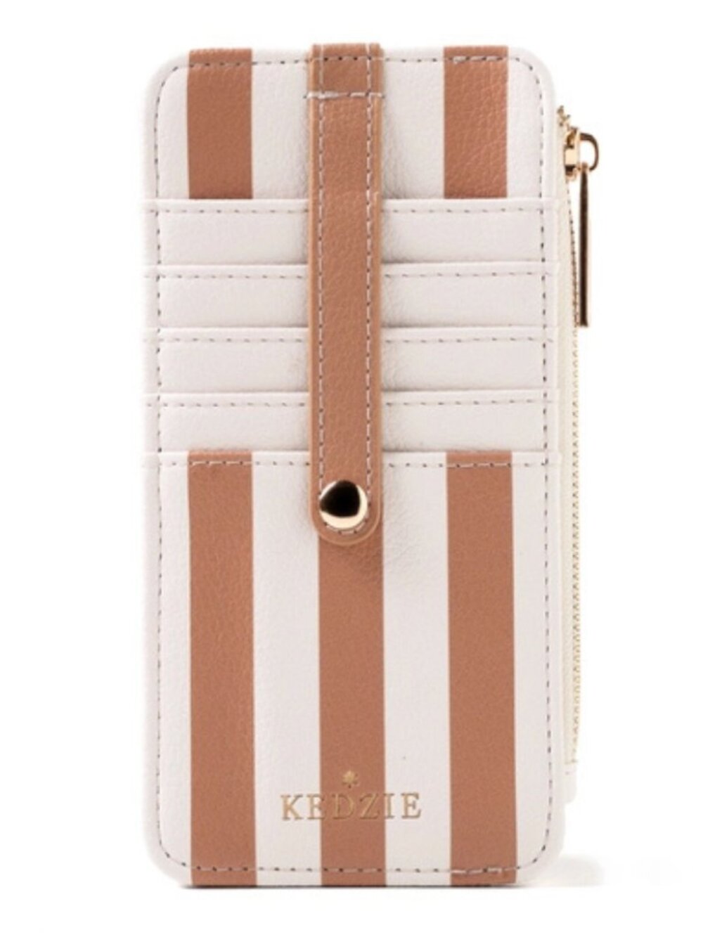 Kedzie Essentials Zippered Wallet Tan Stripe Vegan Leather